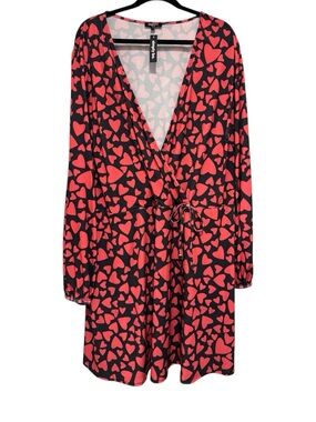 Simply Be Pink Heart Print wrap dress sz 4x